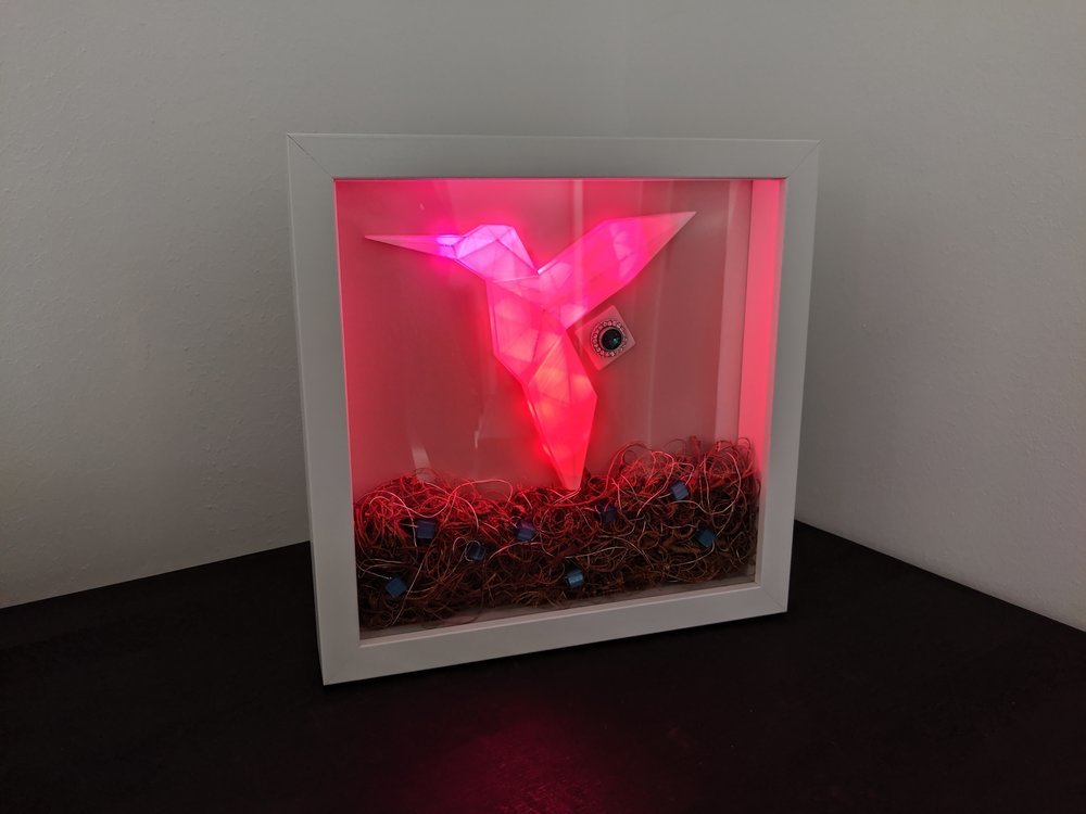 The LED hummingbird lighting in red